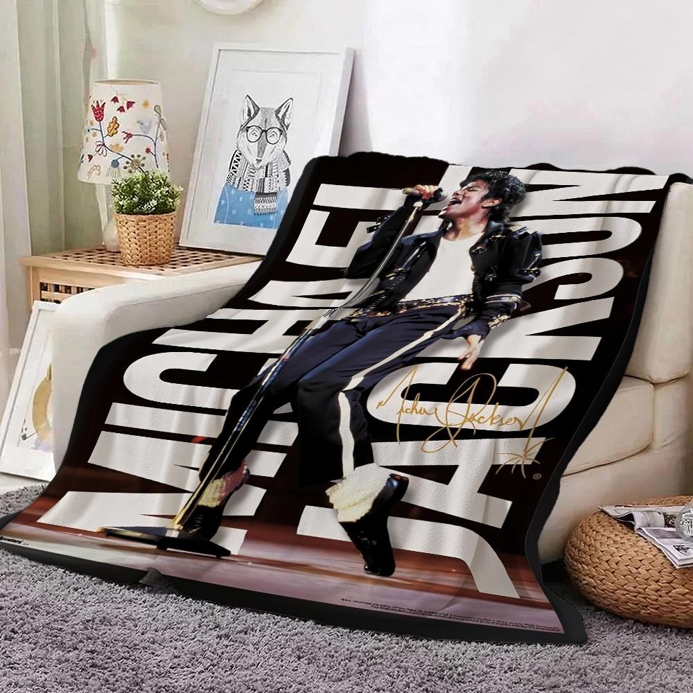 Michael Jackson Pop Theme Printed Blanket Warm Comfortable Fleece Blanket For Camping Travel Home Decor Holiday Gift