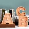 18cm Twenty-six Letter Piggy Bank Wooden Coin Money Saving Box Jar Coins Storage Box Desktop Ornament Home Decor Craft Xmas Gift