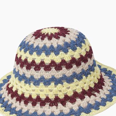Striped Crochet Bucket Hat_BCCP55531RD