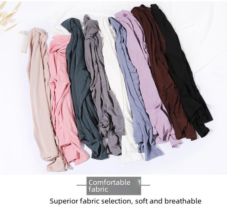Korean Half-High Collar Slim Fit Modal T-Shirt - Long-Sleeve Solid Color Top