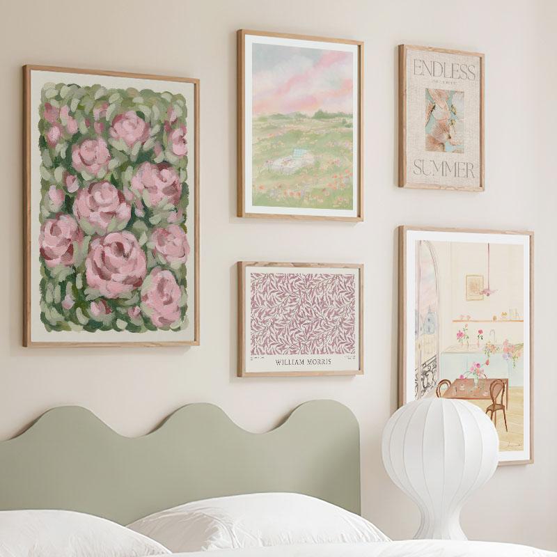 Retro Flowers Dandelion Peony Rose Leaves Gallery Posters And Prints Wall Art Canvas Oil Painting Pictures For Living Room Decor