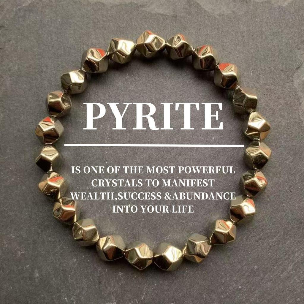 Faceted Pyrite Beaded Elastic Bracelet by TK