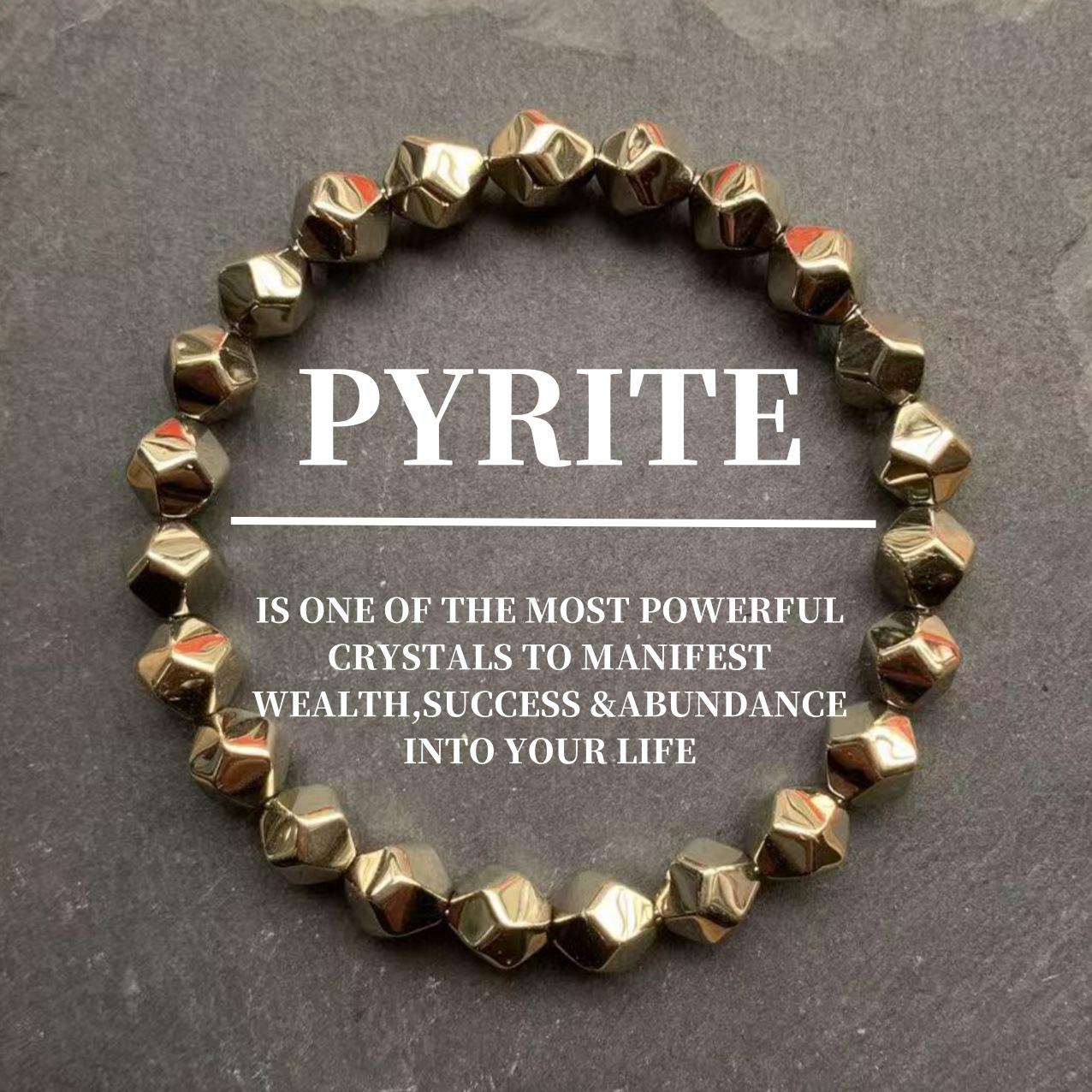 Граненый пиритный эластичный браслет из бусин от TK