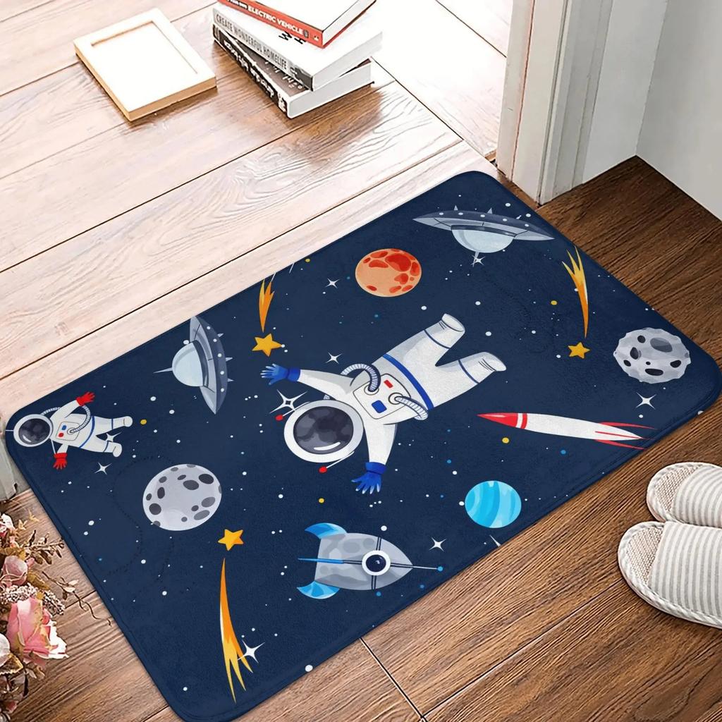 Welcome To My Space Doormat Astronaut Moon Pattern Black White Entrance Mat Fashionable Home Decor Rug Non-Slip Welcome Mat Gift