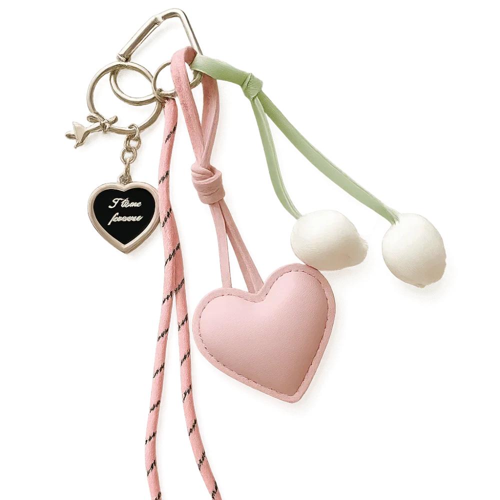 Korean Cute Lace Bow Pearl Beaded Phone Pendant Chain Accessories Aesthetic Ballet Shoes Camera Bag Decoration Keychain Gift