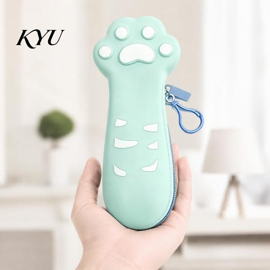 Silicone Cat Paw Pen Case Pencil Case, Large Capacity Stationery Organizer Portable Bag, Students School Supplies Storage Pouch with Zipper Bag