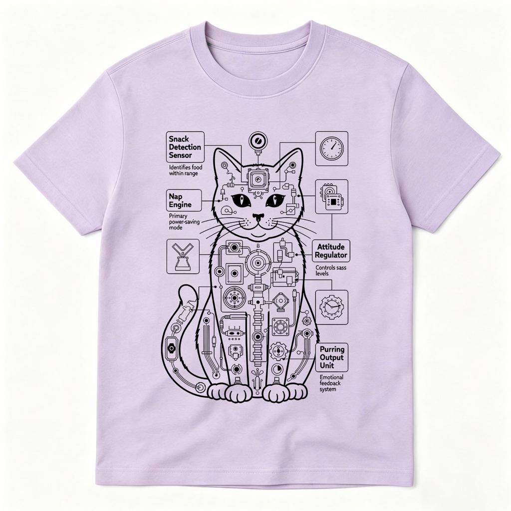 Funny Cat Anatomy Tshirt The Utimate Mechanical Kitty Unisex Women Clothing Tshirts Cotton Oversized Short Sleeve T Shirts Tops