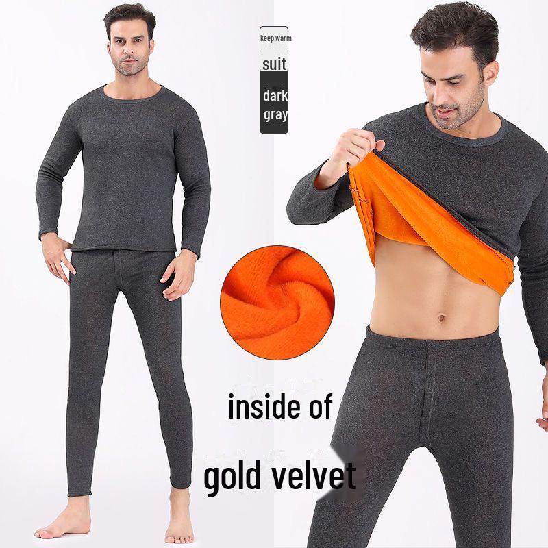 Golden Velvet Thermal Underwear for Men & Women: Thickened, Single Layer, Cold-Proof Autumn Suit for Adults & Couples