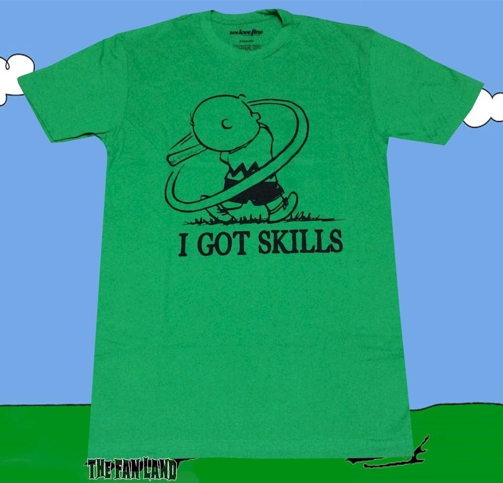 New Peanuts Charlie Brown Baseball I got Skills Men s Unisex T-Shirt L