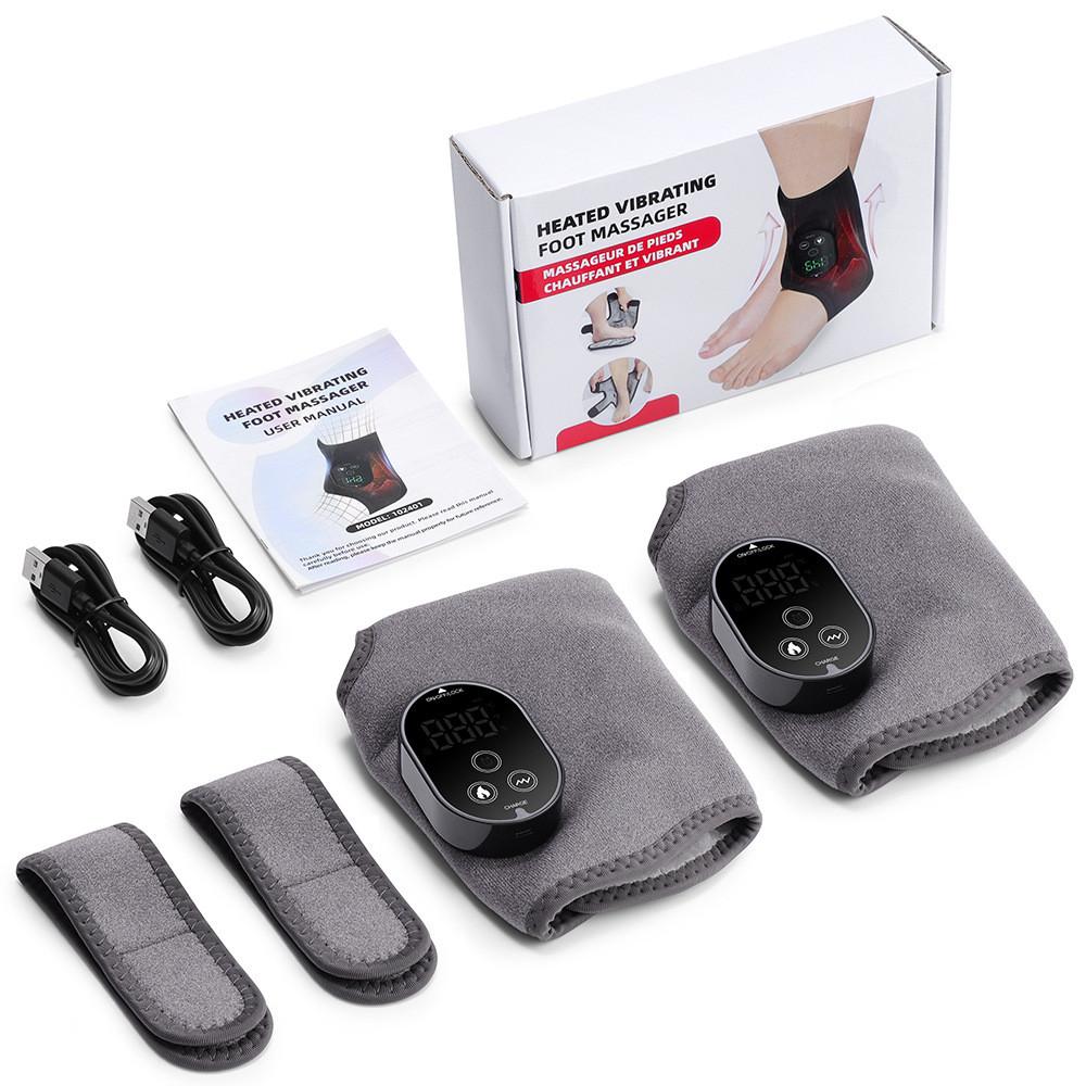 Hot Compress Vibrating Foot Massager Electric Ankle Massage Therapy Device Rechargeable Multifunctional Joint Ankle Massager