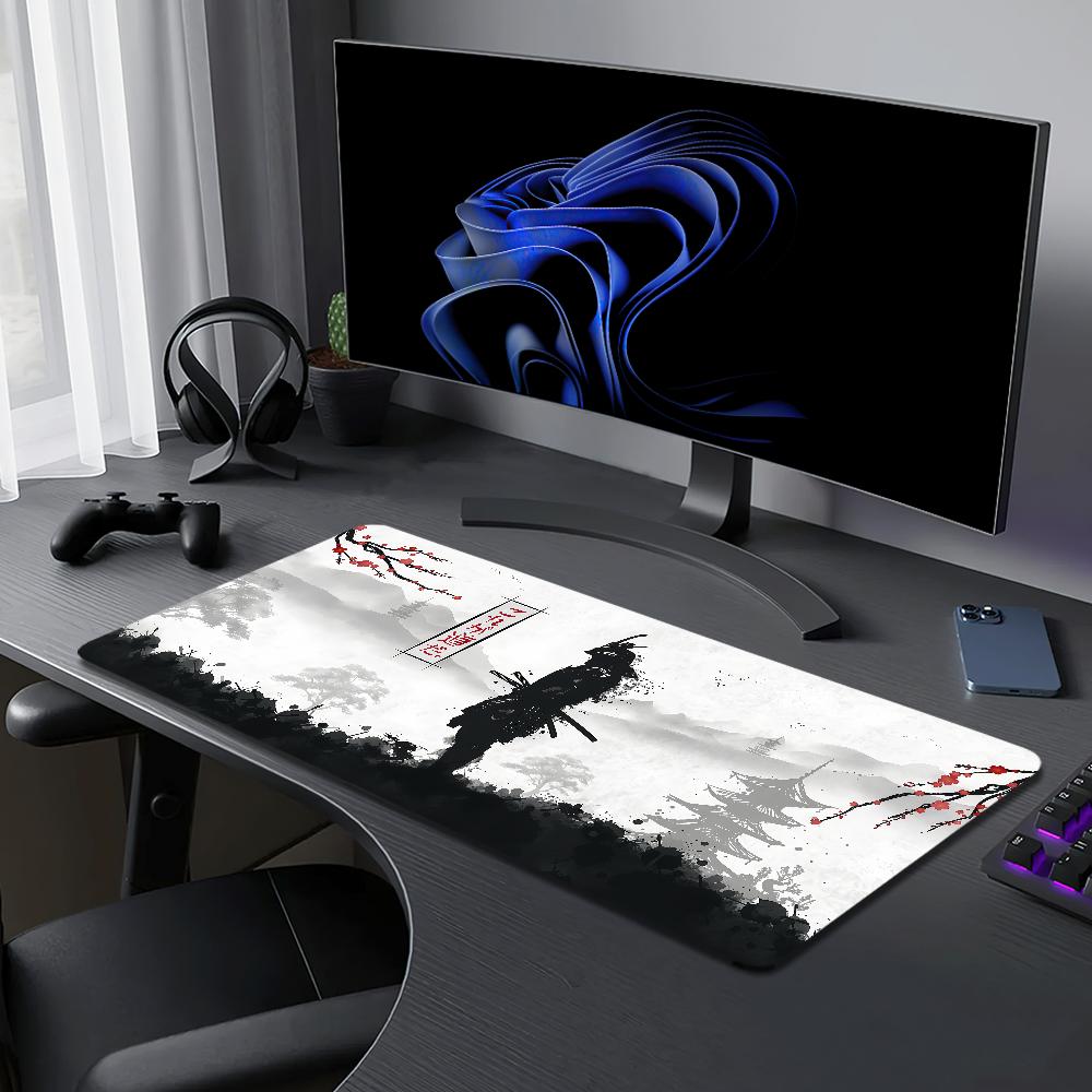 Japan Samurai Silhouett Fantasy Mask Mouse Pad Desk Mat Large Non-slip Anti-fray Keyboard Ergonomic Office Rubber PC Home Custom