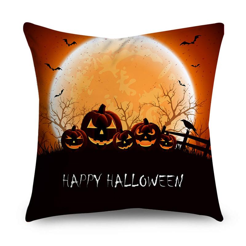 Halloween Theme Horror Pumpkin Wizard Print Pattern Cushion Cover Home Living Room Sofa Decoration Square Throw Pillow Cover