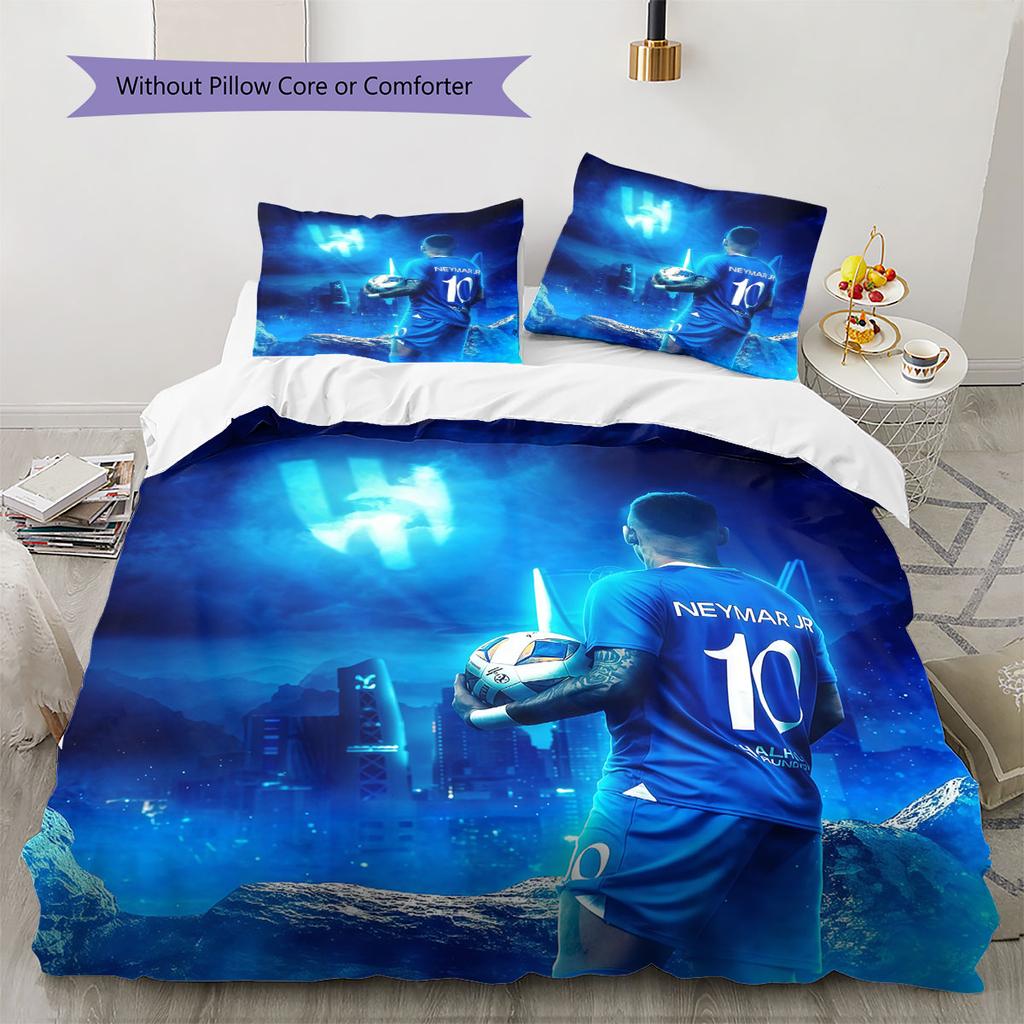 Al-Hilal Saudi FC Pattern Bedding,Quilt Set Quilt Cover Pillowcase Home Birthday Gift(1 * duvet cover + 2 * pillowcase, without core)