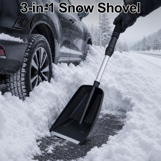 Car Ice Scraper Snow Shovel with Extendable Handle, for SUV Scratch Free Remover Truck Windshield, Scratch-Free Large Pivot Head Removal Tool