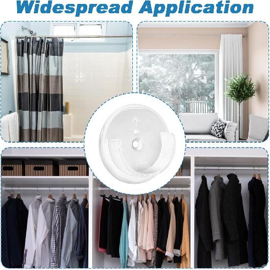 10pcs Closet Rod Holders, Plastic Closet Pole Socket Fits 1-3/8” Diameter Rods, Closets Rod Support Bracket with Screws for Home and Store (White)