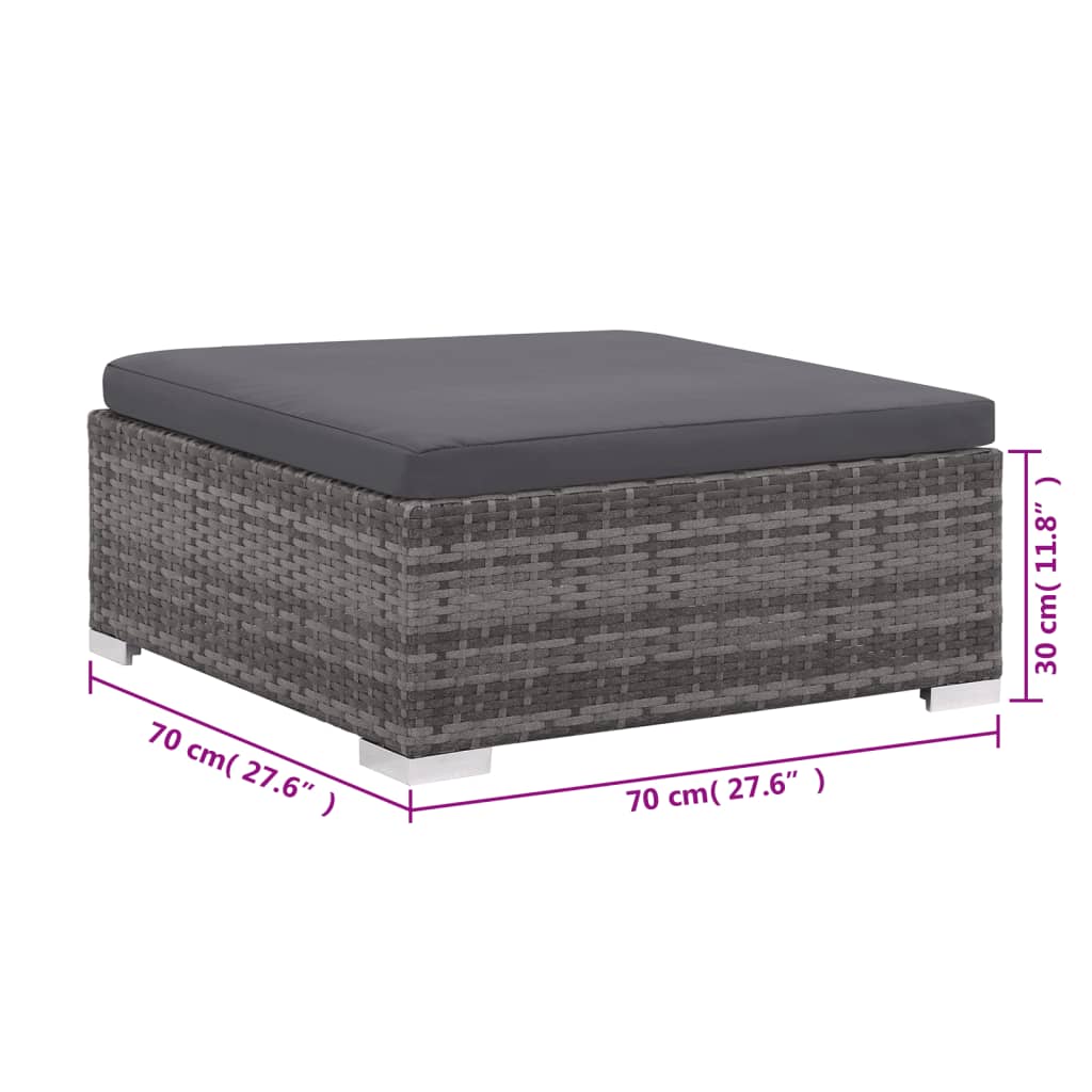 6 Piece Garden Lounge Set with Cushions Poly Rattan Grey