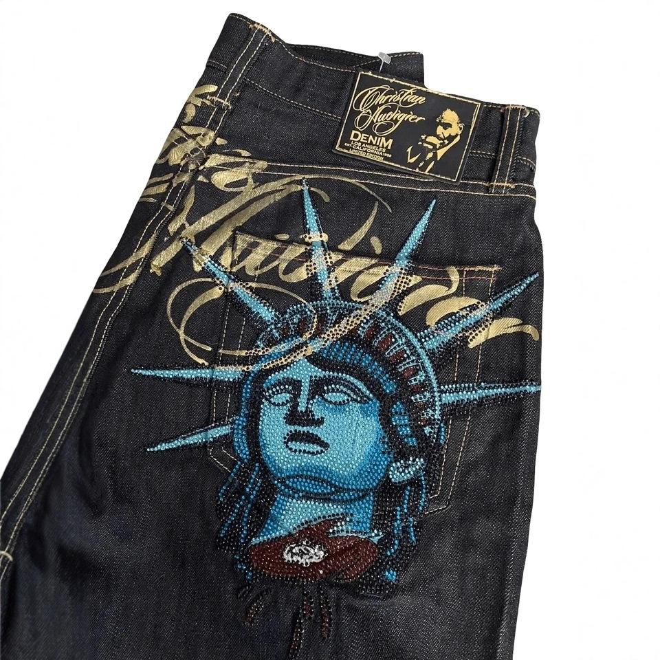 Cross-border Street Vintage Y2k Free Muse Like Hot Diamond Jeans Women's High Waist Straight Casual Denim Trousers