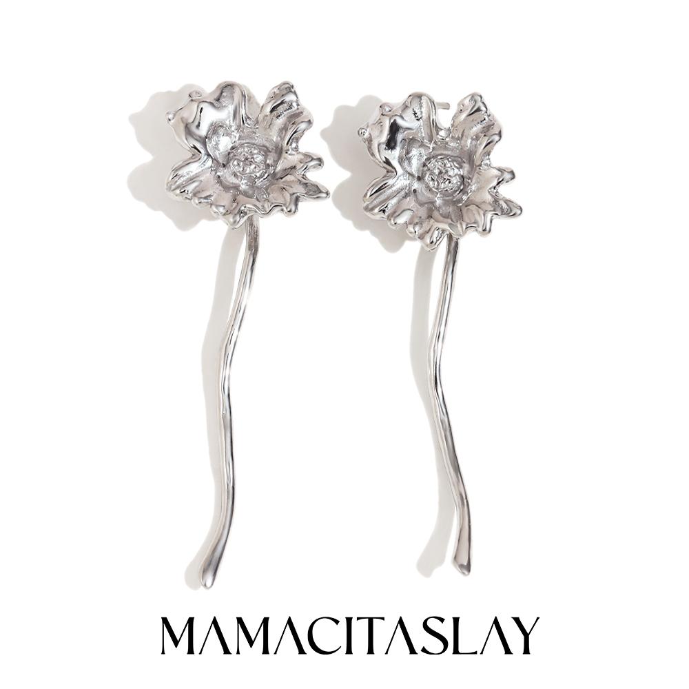 

MamacitaSlay Creative 316L Stainless Steel Flower Earrings Party Waterproof Jewelry Women s Elegant High Quality Earrings Gift серебряный
