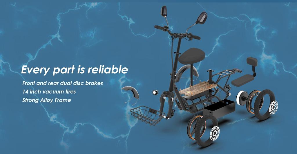 KuKirin C1 Pro Elektrisk Scooter, 500W Motor, 26AH Batteri, Tophastighed 45 Km/t, Rækkevidde 100 Km, Med Kurv Og Bagsæde