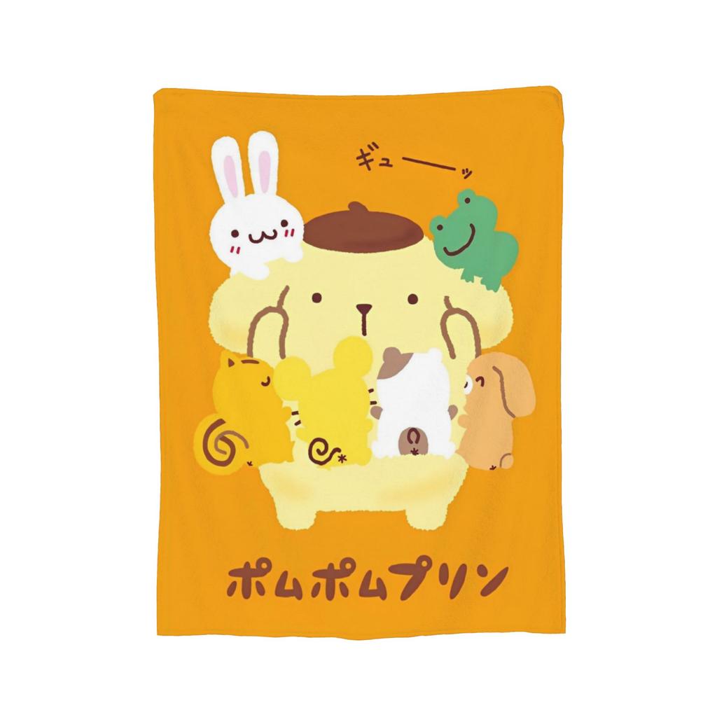 Cute Pom Pom Purin Pattern Blankets Flannel Summer Air Conditioning Breathable Soft Throw Blanket for Home Bedroom Bedspread
