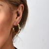 Geometric Retro French Style Stainless Steel Hoop Earrings