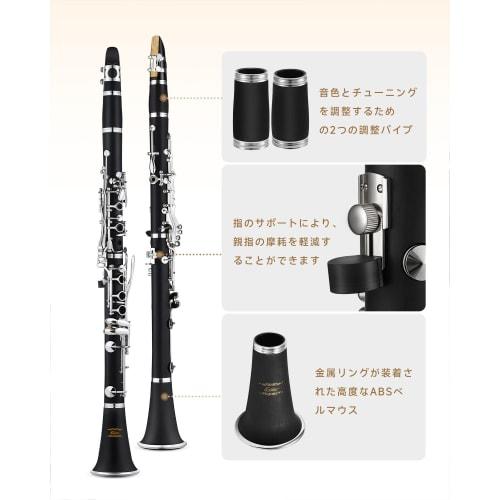 Eastar ECL-300 Black Boehm Clarinet, Nickel-Plated, Key of B, ABS Resin Body, with Care Instructions, Beginner's Specifications, Perfect for School Op
