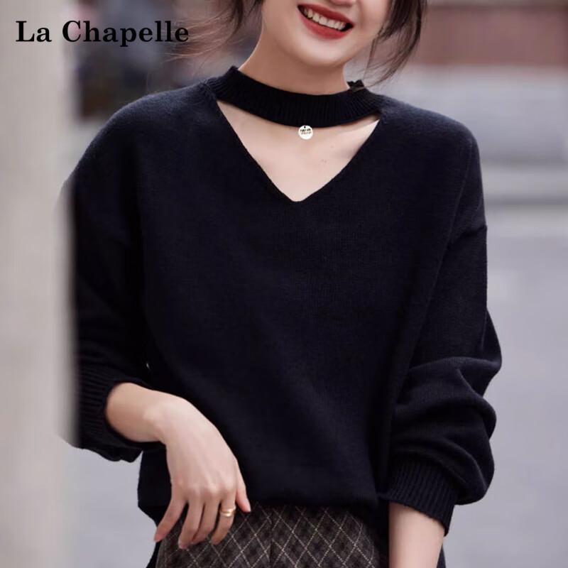 La Chapelle Women's V-Neck Long-Sleeve Knit Top