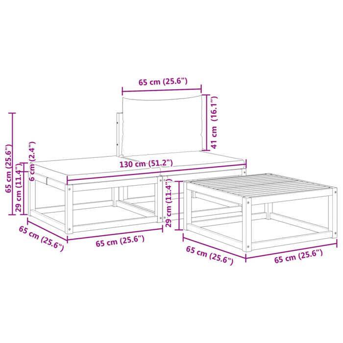 VidaXL Ensemble de canapés de jardin 3 pièces avec coussins en bois d'acacia et rotin 4008170