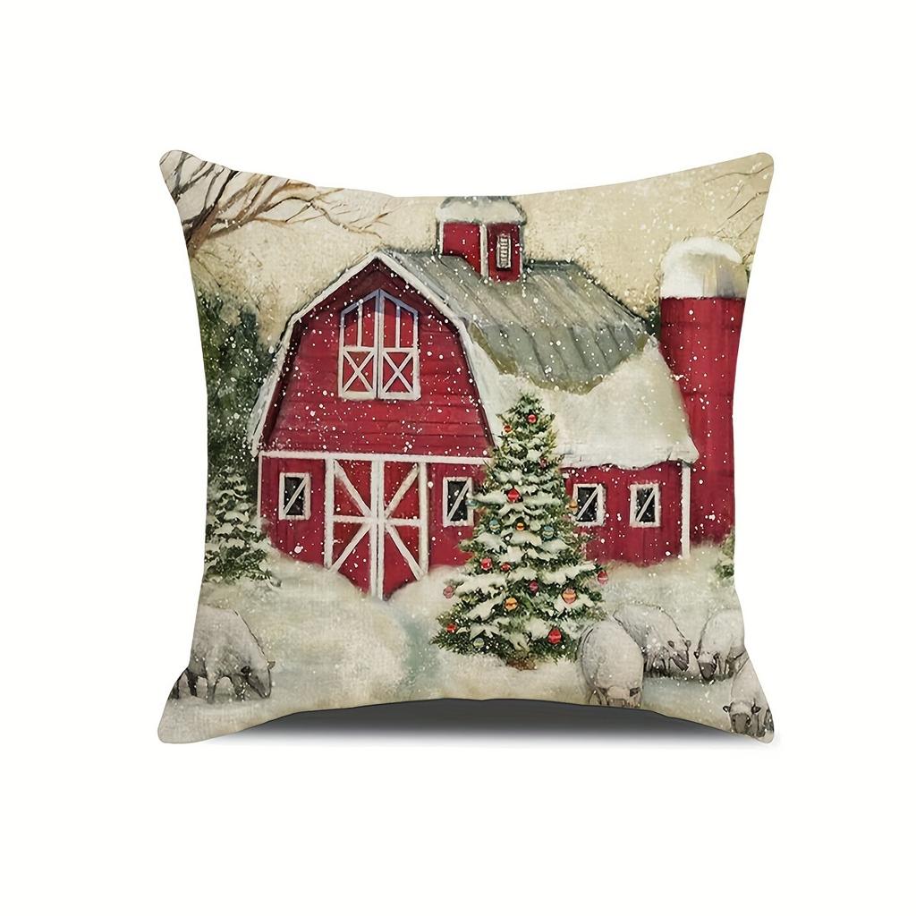 Obliečka na vankúšik Merry Christmas obliečka 45x45cm Obliečka na vankúš Zimná vianočná dekorácia na doma Stromček Jeleň Pohovka Obliečka na vankúš