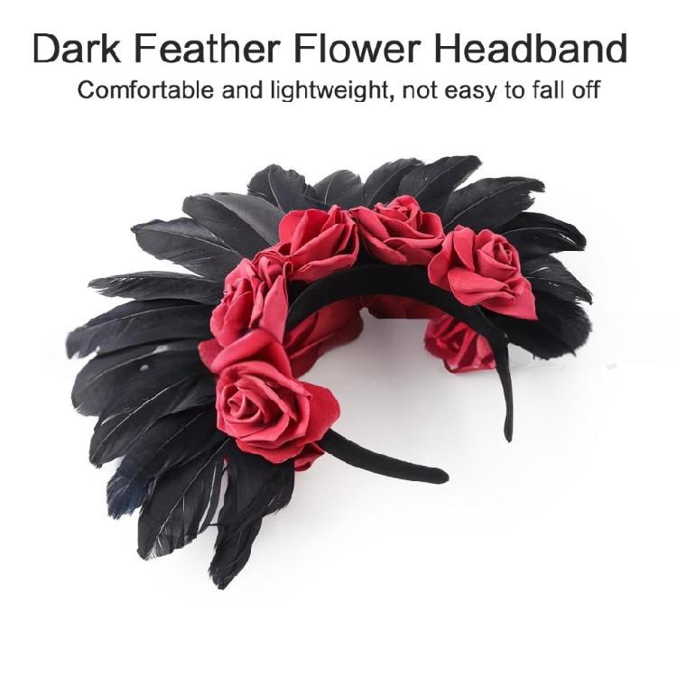 Stylish Halloween Feather Headband with Floral Details Cosplay Hair Decoration Suitable for Adults and Teens Party Wear
