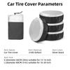 QC 4Pcs Tire Cover Case Black Silver Car Spare Tire Cover Storage Bags Carry Tote Polyester Tire For Cars Wheel Protection Cover
