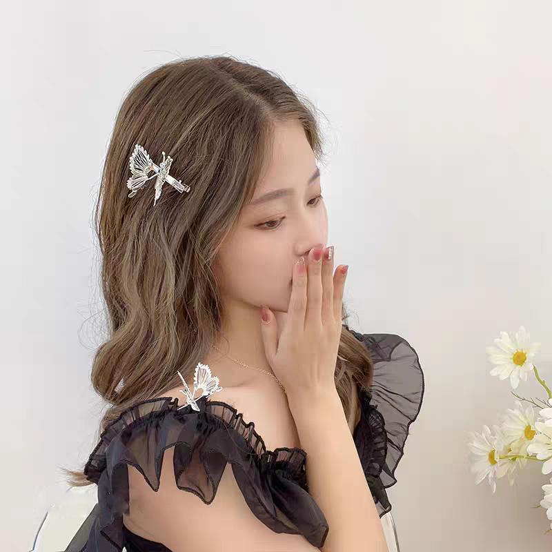 AWAYTR Luxury Hollow-out Gilded Butterfly Duckbill Hairpin Alloy Hair Clip Valentine Headwear Hair Accessories Festival Gift