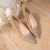 Fashion 2025 New Crystal Wedding Shoes Female 2024 New Gold Wedding Bridesmaid High Heels Bridal High Heels Zapatillas De Mujer