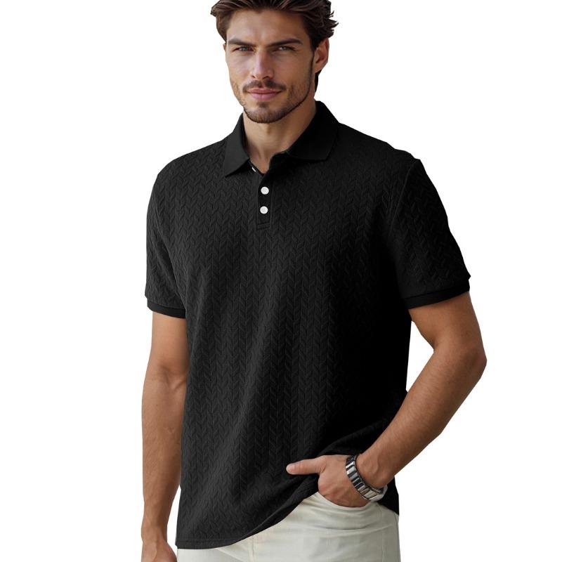 Men's Textured Polo Shirt | Short Sleeve Knit Collar Casual Top