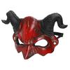 Demon Half Face Mask Realistic Red Satan Goat Mask with Adjustable