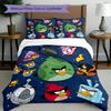 3pcs Duvet Cover Set (1*Duvet Cover + 2*Pillowcase, Without Core), Angry Birds Print Bedding Set, Bedroom Decor, All‑Season, Birthday Gift