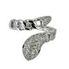 Inlaid Zircon Serpentine Open Ring Niche Design Personality Dark Retro Cold Wind Ring Women