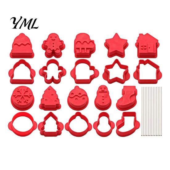 DIY Lollipop Cake Making Kit 10 Pairs Christmas Cookie Cutter Set, Biscuit Stamp Mold with Pop Sticks, Gingerbread Tree Man House Kit, Festive