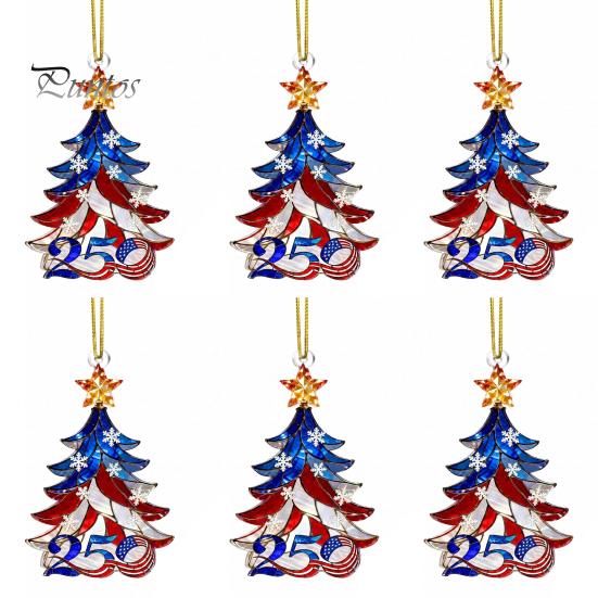 Lightweight Acrylic Car Rearview Mirror Decor 250 Anniversary USA Christmas Ornament, America Years Patriotic Tree Celebration Gift Decoration,