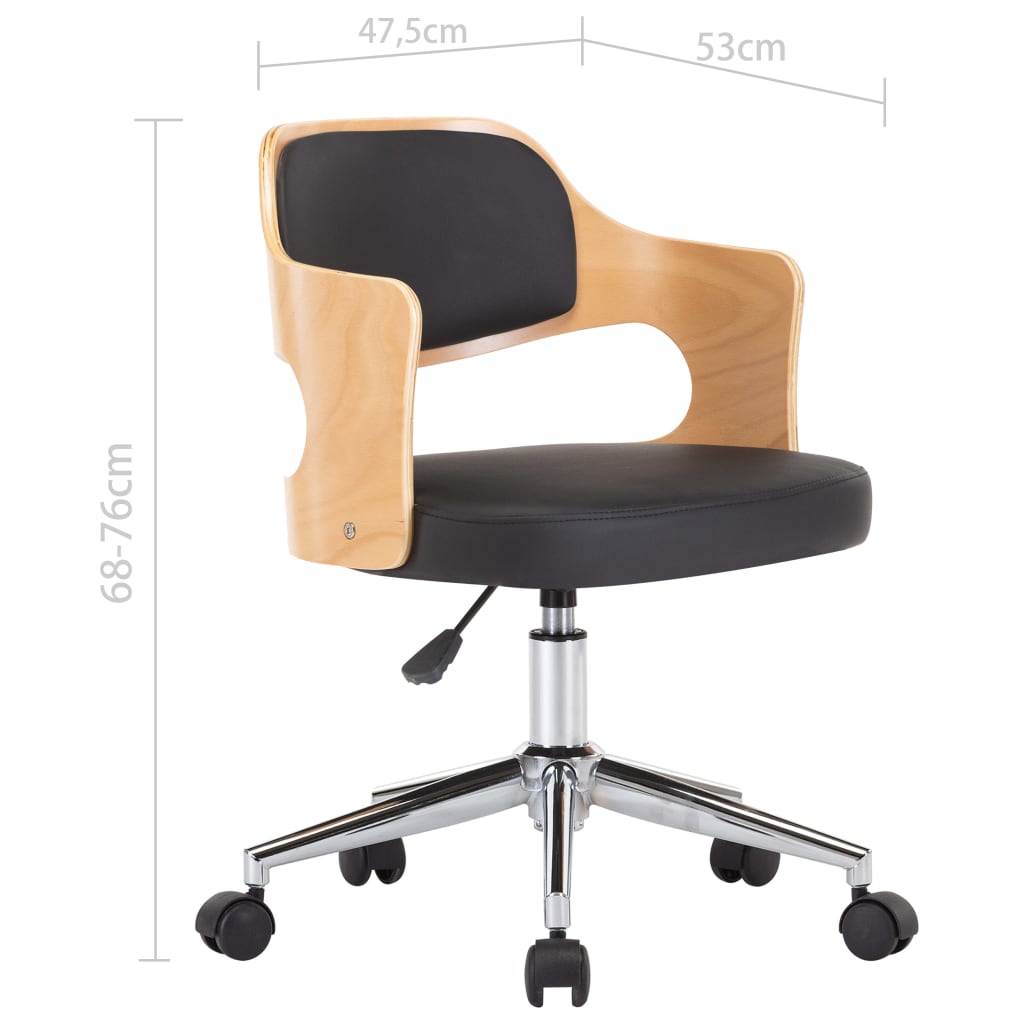 Swivel Office Chair Black Bentwood and Faux Leather