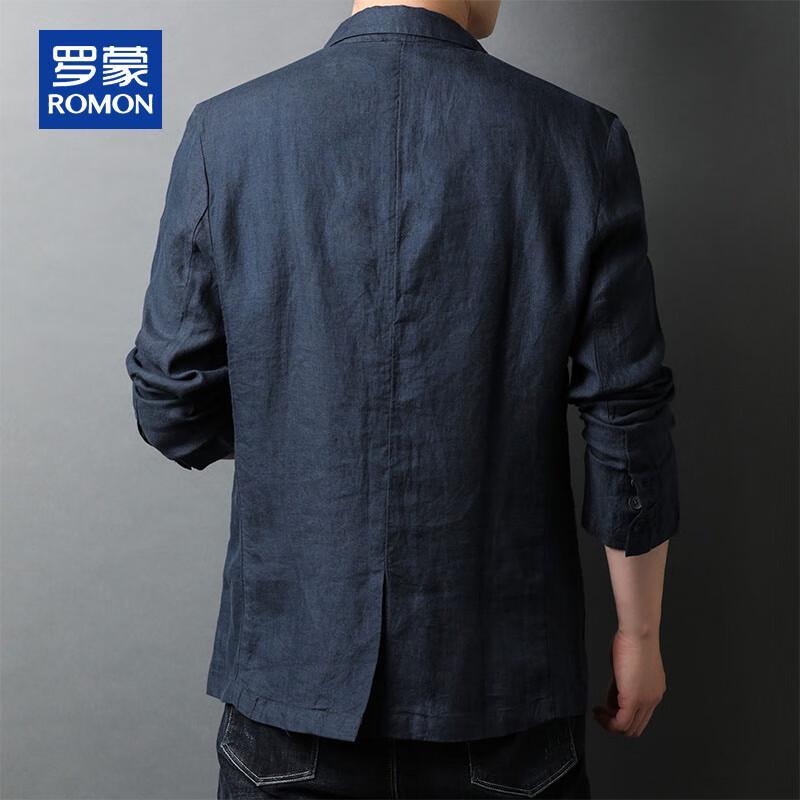 ROMON Men's 100% Linen Slim Fit Casual Blazer
