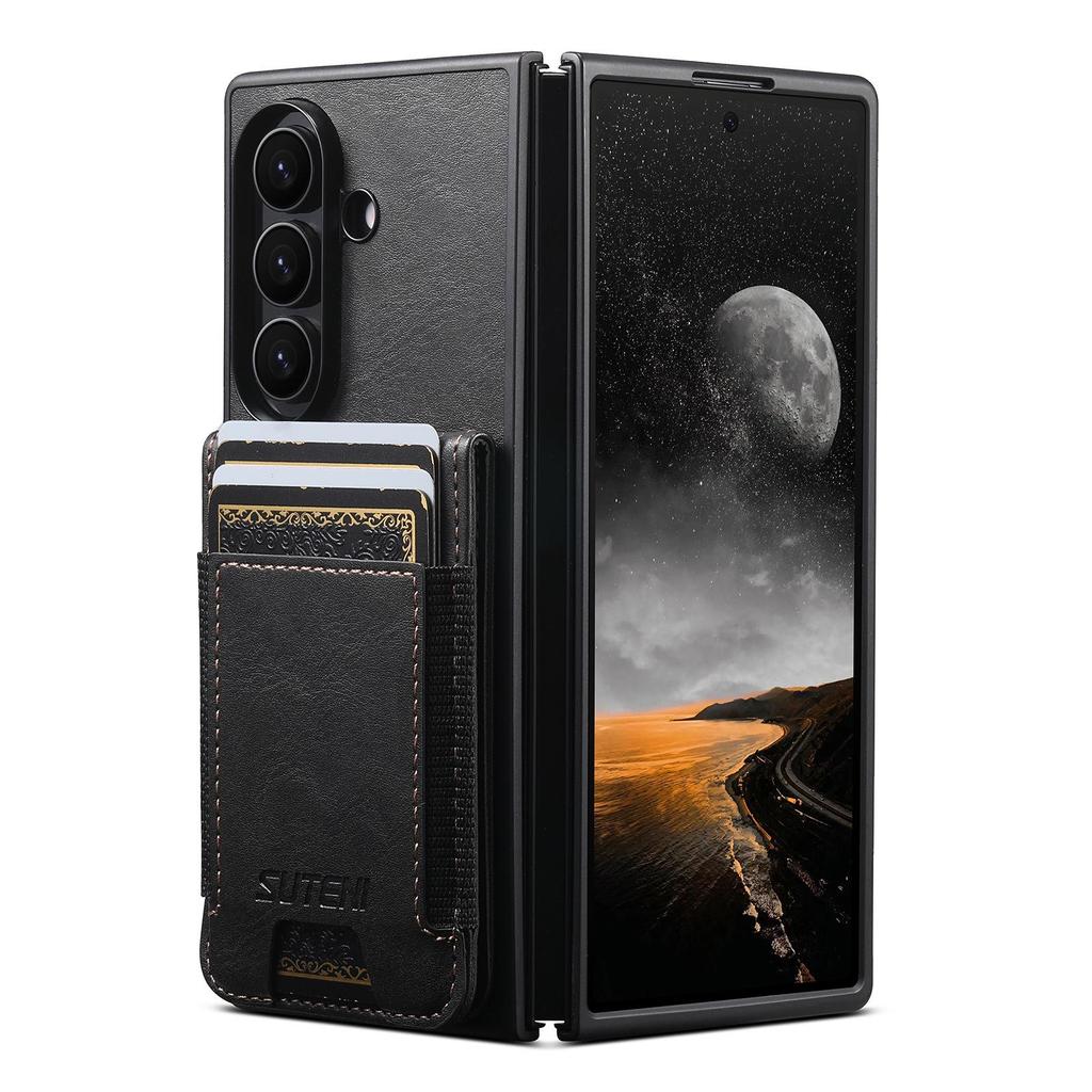 SUTENI Oil Wax Texture Leather Case with Card Slot & Stand for Samsung Z Fold 7/6/5