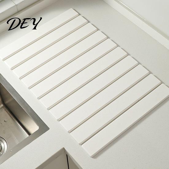 Fast Drying Kitchen Accessories Diatomaceous Dish Mat, Collapsible Absorbent Drain Pad, Countertop Pad Heat Resistant Multipurpose for Practical Gift