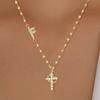 Full Diamond Rotatable Crown Cross with 26 Letter Copper Gold Plated Jewelry Accessory Necklace