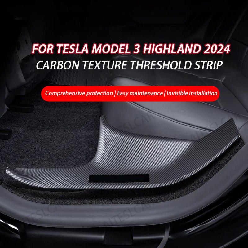 For Tesla Model 3 Highland 2026 + Front Rear Door Sill Guard Anti Scratch Dirt Resistant Threshold Strips Interior Accessories