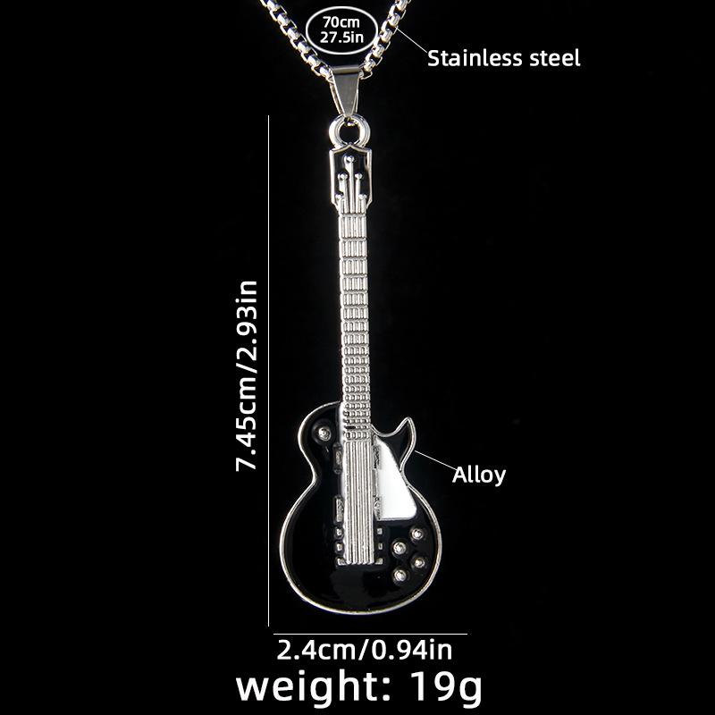 Drip guitar stainless steel necklace personality niche simple jazz rock music note long sweater chain