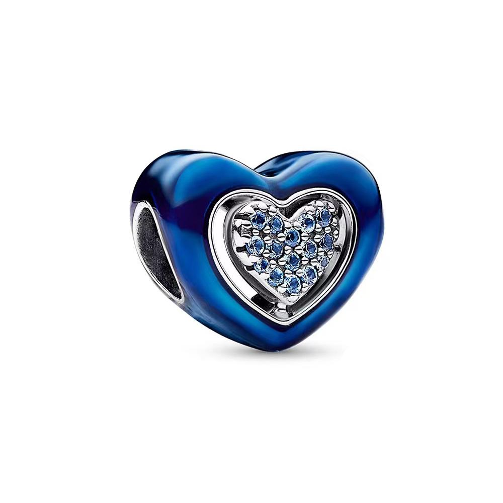 New 925 Silver Space Deep Blue Star Moon Charm Beads for DIY Bracelets Jewelry Making Boutique Accessories