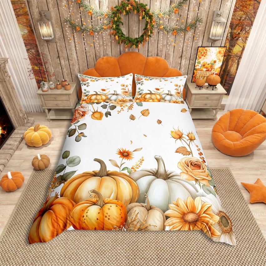 Homewish Highland Cattle Duvet Cover SetRustic Farmhouse Cabin Comforter Cover SetAutumn Sunflower Bed Set For Boys Girls