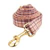 Light Pink Plaid Dog Collar and Leash - British Style, Engravable, Fresh Pattern.