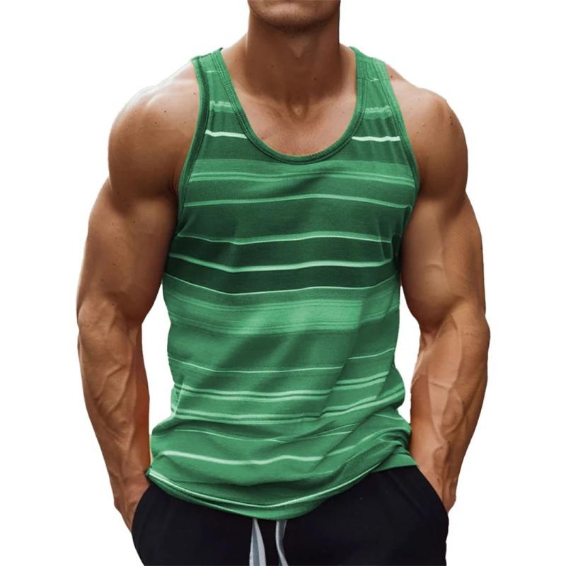 Bunte Streifen Tanktops Für Mann Farbverlauf Muster T-Shirts Sommer Lässig Mode Weste Übergroß Sport Street Tank Top